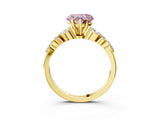 Yellow gold Fancy Pink Heart Cut Diamond Solitaire Ring with Side Stones and Four-Prong Setting_60