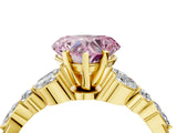 Yellow gold Fancy Pink Heart Cut Diamond Solitaire Ring with Side Stones and Four-Prong Setting_61