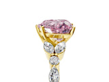 Yellow gold Fancy Pink Heart Cut Diamond Solitaire Ring with Side Stones and Four-Prong Setting_62