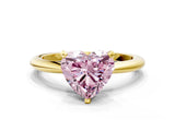 Yellow gold Fancy Pink Heart Cut Diamond Solitaire Ring with Six-Prong Setting and Classic Band_264