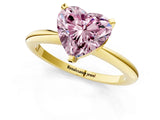 Yellow gold Fancy Pink Heart Cut Diamond Solitaire Ring with Six-Prong Setting and Classic Band_265