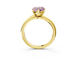 Yellow gold Fancy Pink Heart Cut Diamond Solitaire Ring with Six-Prong Setting and Classic Band_267