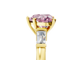 Yellow gold Fancy Pink Heart  Cut Diamond Solitaire Ring with Tapered Baguette Accents and Four-Prong Setting_68