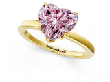 Yellow gold Fancy Pink Heart Cut Diamond Solitaire Ring with Thin Band and Prong Setting_13