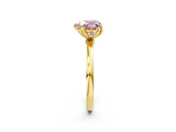 Yellow gold Fancy Pink Heart Cut Diamond Solitaire Ring with Thin Band and Prong Setting_14