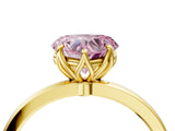 Yellow gold Fancy Pink Heart Cut Diamond Solitaire Ring with Thin Band and Prong Setting_16
