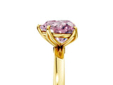 Yellow gold Fancy Pink Heart Cut Diamond Solitaire Ring with Thin Band and Prong Setting_17