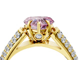 Yellow gold Fancy Pink Heart Cut Diamond Solitaire Ring with Three-Row Pavé Band and Four-Prong Setting_41