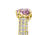 Yellow gold Fancy Pink Heart Cut Diamond Solitaire Ring with Three-Row Pavé Band and Four-Prong Setting_42