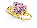 Yellow gold Fancy Pink Heart Cut Diamond Solitaire Ring with Twist Band and Four-Prong Setting_115