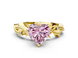 Yellow gold Fancy Pink Heart Cut Diamond Solitaire Ring with Twisted Band and Prong Setting_200