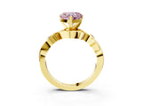 Yellow gold Fancy Pink Heart Cut Diamond Solitaire Ring with Twisted Band and Prong Setting_203