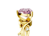 Yellow gold Fancy Pink Heart Cut Diamond Solitaire Ring with Twisted Band and Prong Setting_205