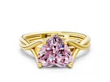 Yellow gold Fancy Pink Heart Cut Diamond Solitaire Twist Band Prong Setting Ring_67