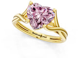 Yellow gold Fancy Pink Heart Cut Diamond Solitaire Twist Band Prong Setting Ring_68
