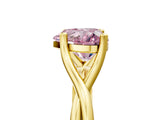 Yellow gold Fancy Pink Heart Cut Diamond Solitaire Twist Band Prong Setting Ring_72