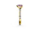 Yellow gold Fancy Pink Heart  Cut Diamond Solitaire with Pave Band and Four-Prong Setting 3