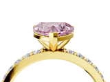 Yellow gold Fancy Pink Heart  Cut Diamond Solitaire with Pave Band and Four-Prong Setting 5