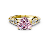 Yellow gold Fancy Pink Heart  Cut Diamond Solitaire with Pave Band and Four-Prong Setting_113