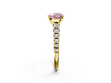 Yellow gold Fancy Pink Heart  Cut Diamond Solitaire with Pave Band and Four-Prong Setting_115