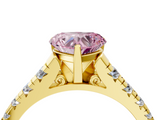 Yellow gold Fancy Pink Heart  Cut Diamond Solitaire with Pave Band and Four-Prong Setting_117