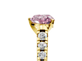 Yellow gold Fancy Pink Heart  Cut Diamond Solitaire with Pave Band and Four-Prong Setting_118