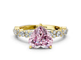 Yellow gold Fancy Pink Heart Cut Diamond Solitaire with Side Stones, Pave Band, Four-Prong Setting_114