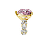 Yellow gold Fancy Pink Heart Cut Diamond Solitaire with Side Stones, Pave Band, Four-Prong Setting_119