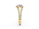 Yellow gold Fancy Pink Heart Cut Diamond Split Shank Halo Ring with Four-Prong Setting_60
