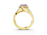 Yellow gold Fancy Pink Heart Cut Diamond Split Shank Halo Ring with Four-Prong Setting_61