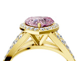 Yellow gold Fancy Pink Heart Cut Diamond Split Shank Halo Ring with Four-Prong Setting_62