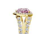 Yellow gold Fancy Pink Heart Cut Diamond Split Shank Halo Ring with Four-Prong Setting_63