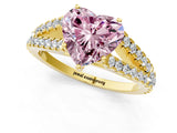 Yellow gold Fancy Pink Heart Cut Diamond Split Shank Pavé Engagement Ring with Four-Prong Setting_74