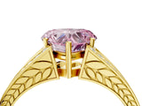 Yellow gold Fancy Pink Heart Cut Diamond Split Shank Ring with Pavé Band and Four-Prong Setting_62