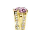 Yellow gold Fancy Pink Heart Cut Diamond Split Shank Ring with Pavé Band and Four-Prong Setting_63