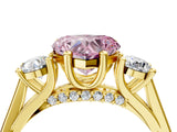 Yellow gold Fancy Pink Heart Cut Diamond Three-Stone Engagement Ring with Prong Setting and Pavé Band_4