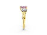 Yellow gold Fancy Pink Heart Cut Diamond Three-Stone Ring with Prong Setting and Classic Band_142
