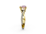 Yellow gold Fancy Pink Heart  Cut Diamond Twist Band Solitaire with Prong Setting_27
