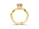 Yellow gold Fancy Pink Heart  Cut Diamond Twist Band Solitaire with Prong Setting_28