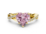 Yellow gold Fancy Pink Heart  Cut Diamond Twisted Band Engagement Ring with Prong Setting_3