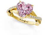 Yellow gold Fancy Pink Heart  Cut Diamond Twisted Band Engagement Ring with Prong Setting_4