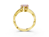 Yellow gold Fancy Pink Heart  Cut Diamond Twisted Band Engagement Ring with Prong Setting_6