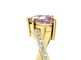 Yellow gold Fancy Pink Heart  Cut Diamond Twisted Band Engagement Ring with Prong Setting_8