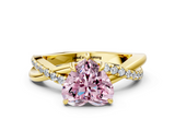 Yellow gold Fancy Pink Heart  Cut Diamond Twisted Band with Pavé Setting and Four-Prong Setting_20