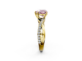 Yellow gold Fancy Pink Heart  Cut Diamond Twisted Band with Pavé Setting and Four-Prong Setting_22