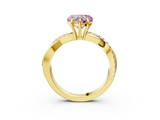 Yellow gold Fancy Pink Heart  Cut Diamond Twisted Band with Pavé Setting and Four-Prong Setting_23