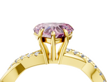 Yellow gold Fancy Pink Heart  Cut Diamond Twisted Band with Pavé Setting and Four-Prong Setting_24