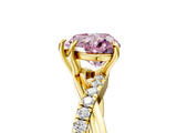 Yellow gold Fancy Pink Heart  Cut Diamond Twisted Band with Pavé Setting and Four-Prong Setting_25