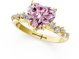 Yellow gold Fancy Pink Heart  Cut Diamond Vine Band with Four-Prong Setting_58