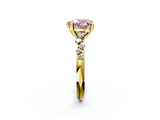 Yellow gold Fancy Pink Heart  Cut Diamond Vine Band with Four-Prong Setting_59